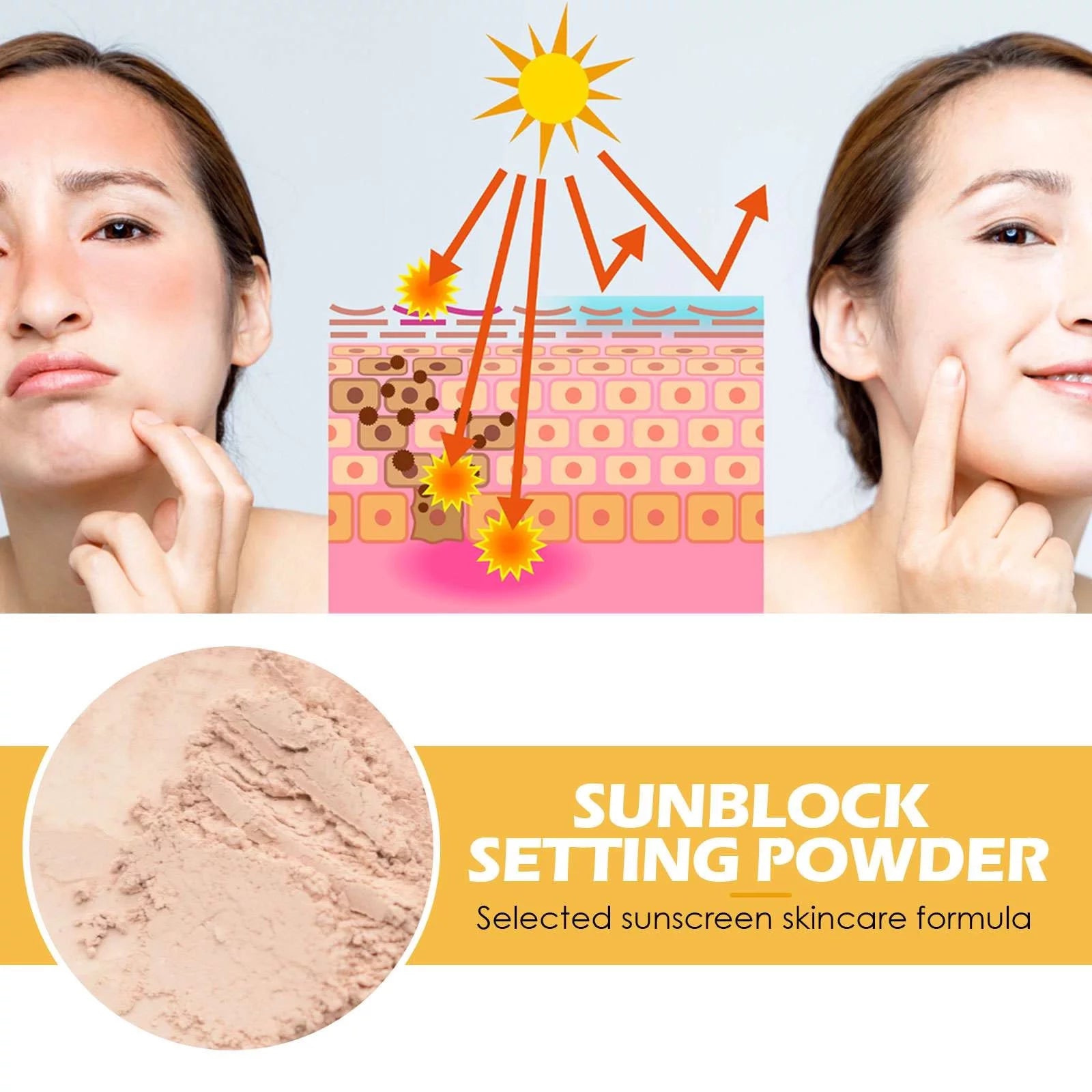 Mineral Sunscreen Setting Powder, Summer Translucent Mineral Brush Powder, Natural Light and Breathable, Make-Up Control Oil Long-Lasting Setting Powder, Spf 50 Pa+ Emoji, Dri Fit, Frisbee