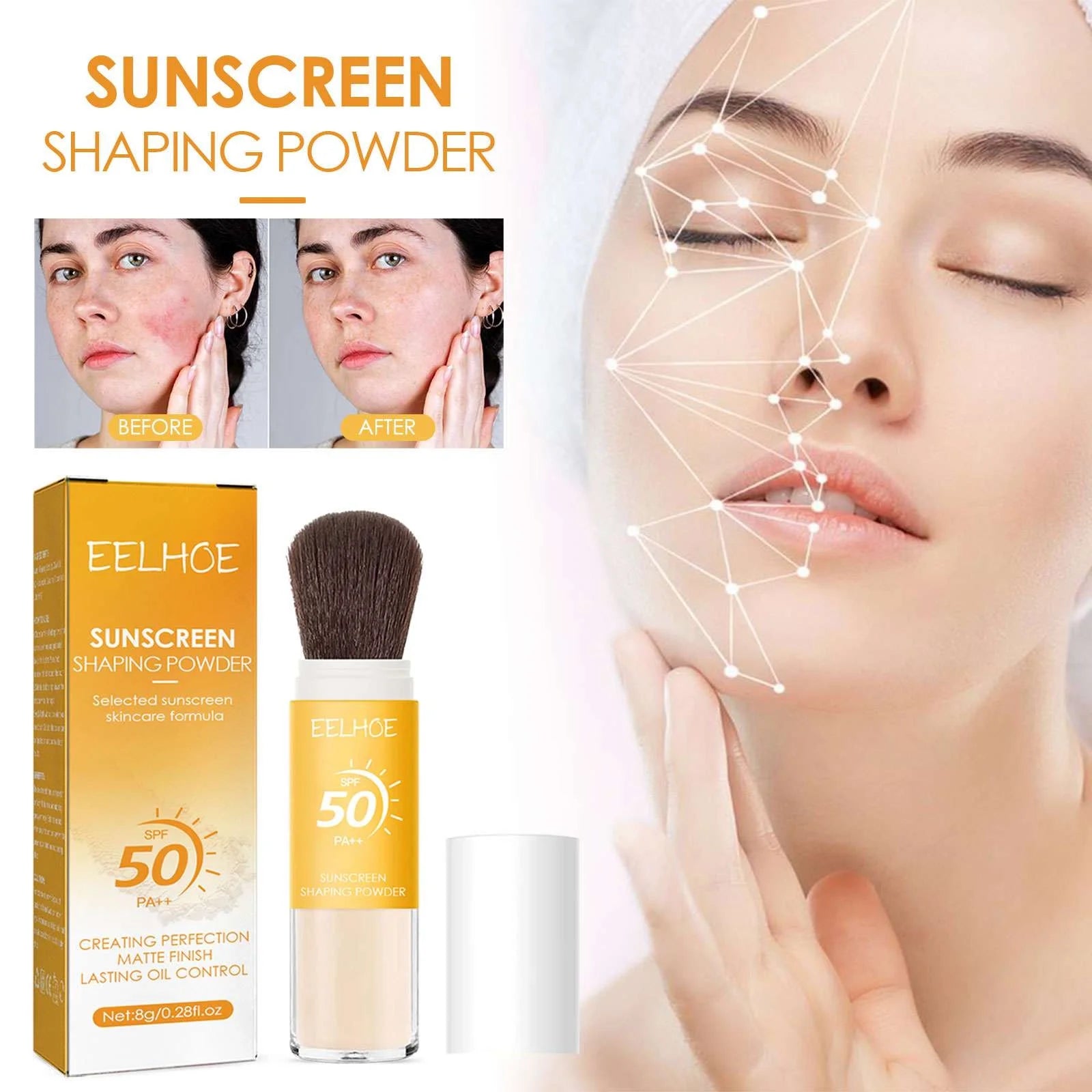 Mineral Sunscreen Setting Powder, Summer Translucent Mineral Brush Powder, Natural Light and Breathable, Make-Up Control Oil Long-Lasting Setting Powder, Spf 50 Pa+ Emoji, Dri Fit, Frisbee